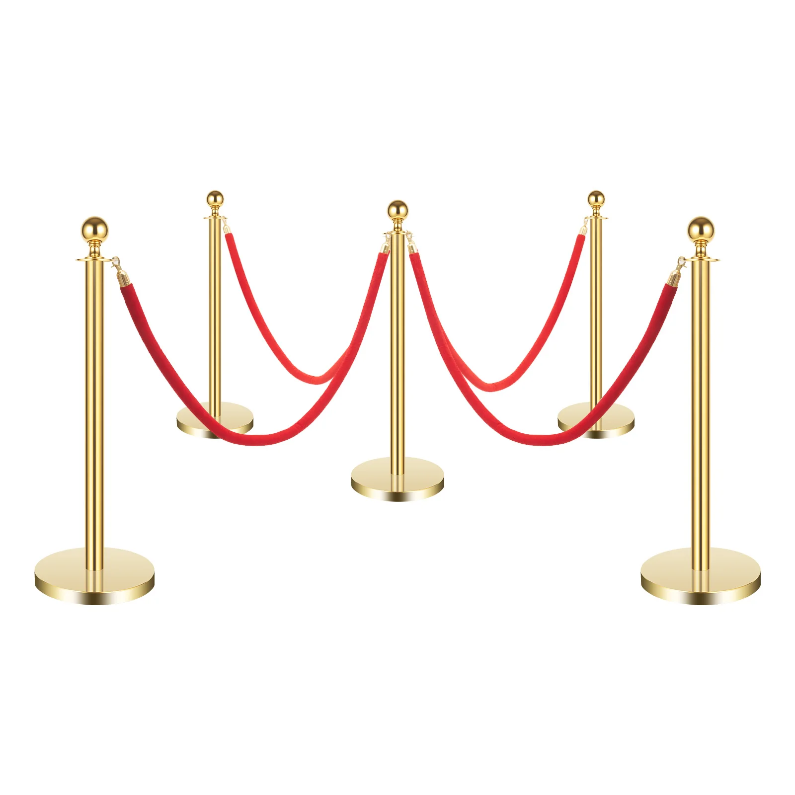 

6 PCS Stanchion Set Crowd Control Barriers Velvet Rope Barrier with Round Base for Events & Museums Public Queue