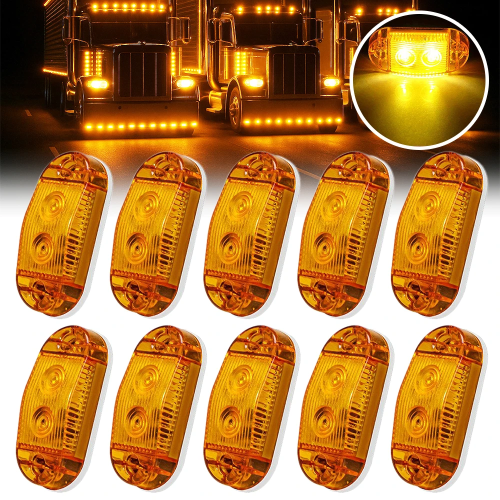 

10PCS 2LED Car Truck Side Marker Lights External Square Lights Warning Tail Light Auto Trailer Truck Lorry Clearance Lamps
