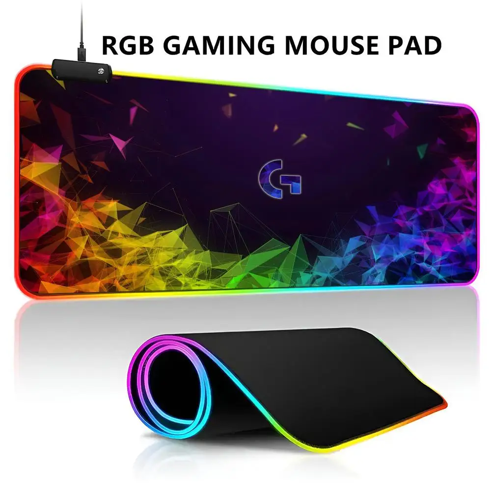 Logitech Gaming RGB LED Light Gaming Mousepad Waterproof Large Gamer Carpet Big Mause Keyboard Pad PC Desk Play Mat with B