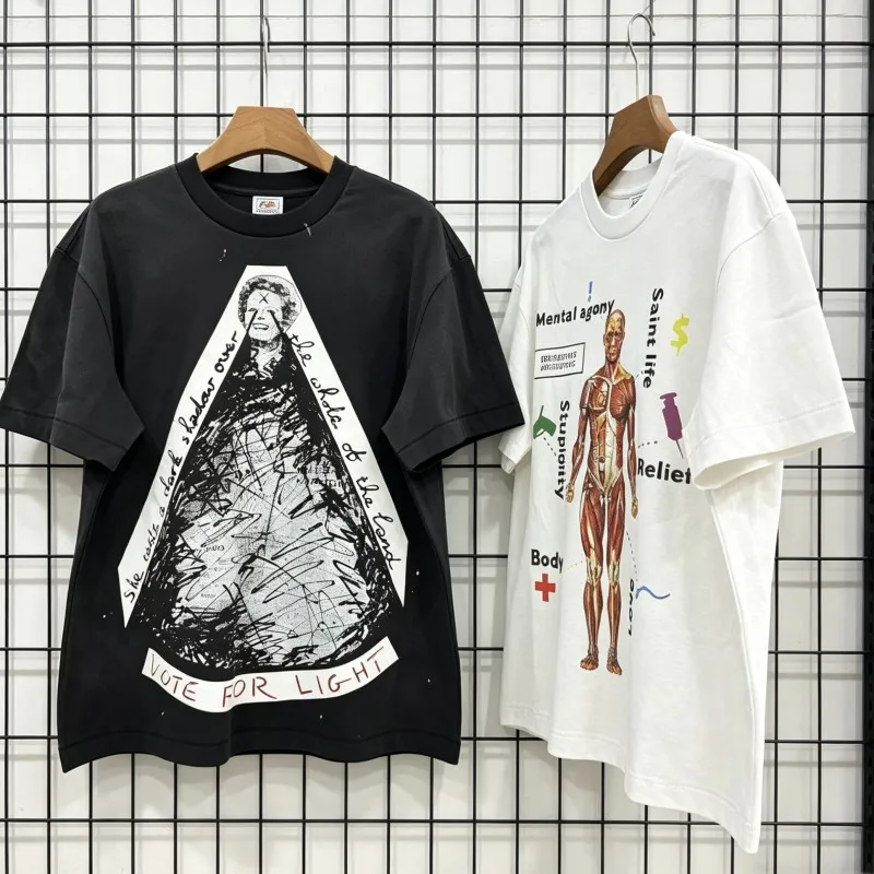 SAINT Mx6 Tshirts Breathable Cotton Summer Outfit Men Women Round Neck Short Sleeve Tee Human Body Print Tops Streetwear
