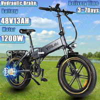 V3 2.0 Electric Bicycle 1200W Motor 48V13AH Lithium Battery Adult City Folding Electric Bike 20*4 Inch Fat Tire Mountain E-bike