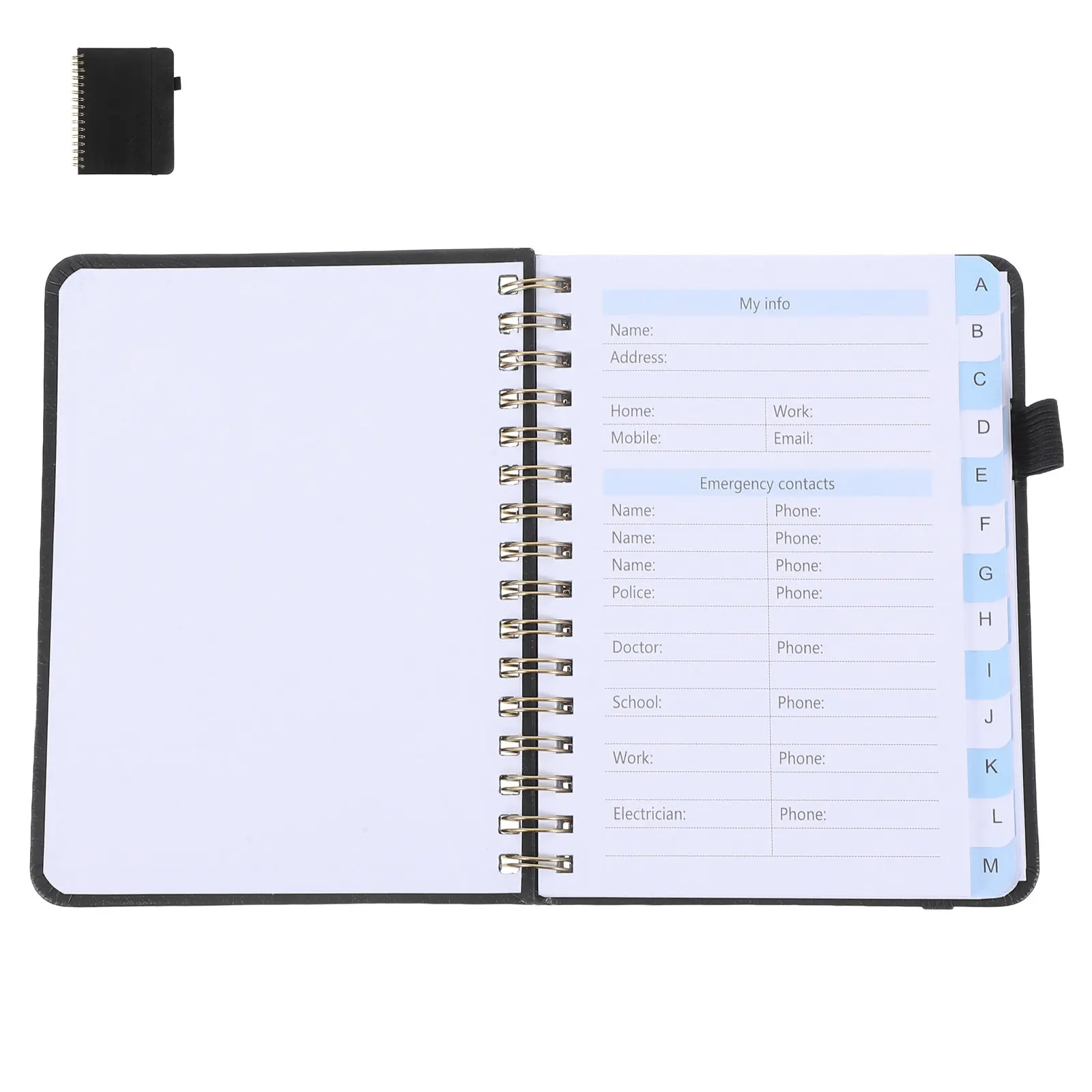 Refillable Spiral Password Notebook with Lock Alphabetical Tabs Pen Holder Elastic Band Password Organizer Secure Journal