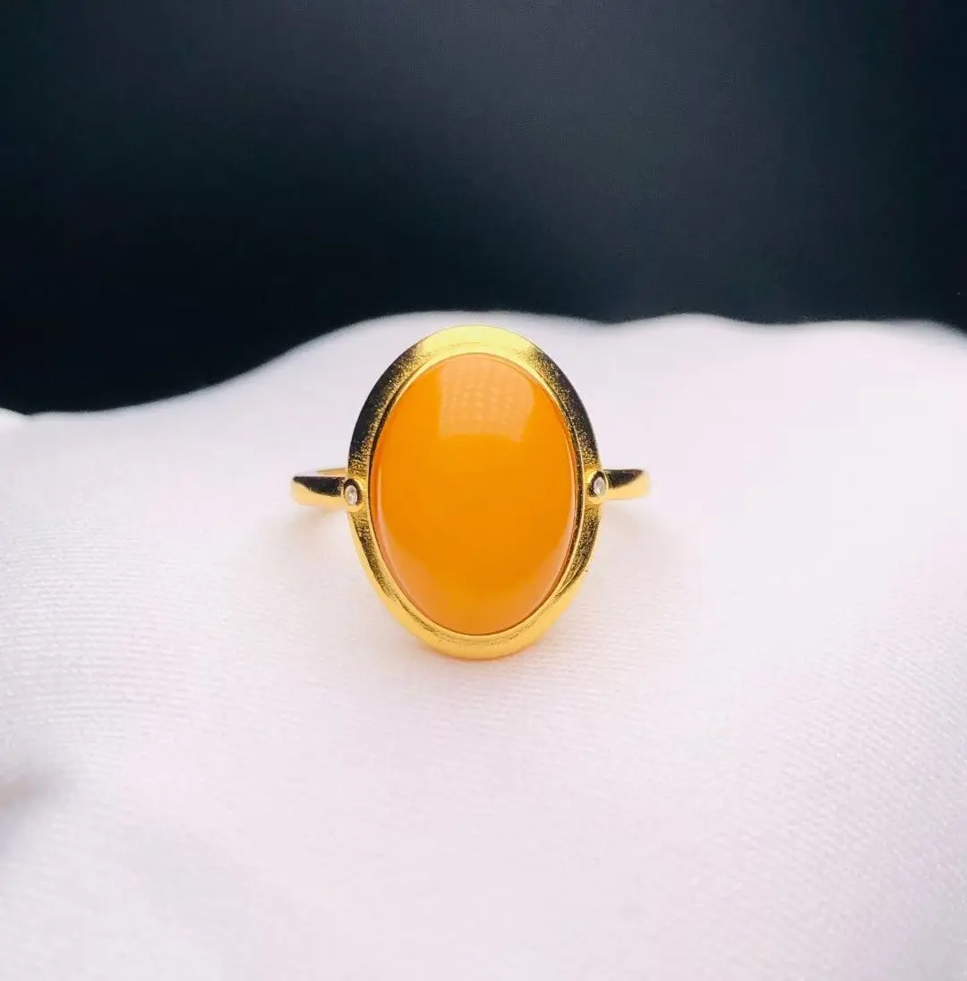 

Certificated Unisex 925 Silver Real Antique Amber Finger Band Natural Baltic Honey Amber Genderless Ring For Women Men Jewellery