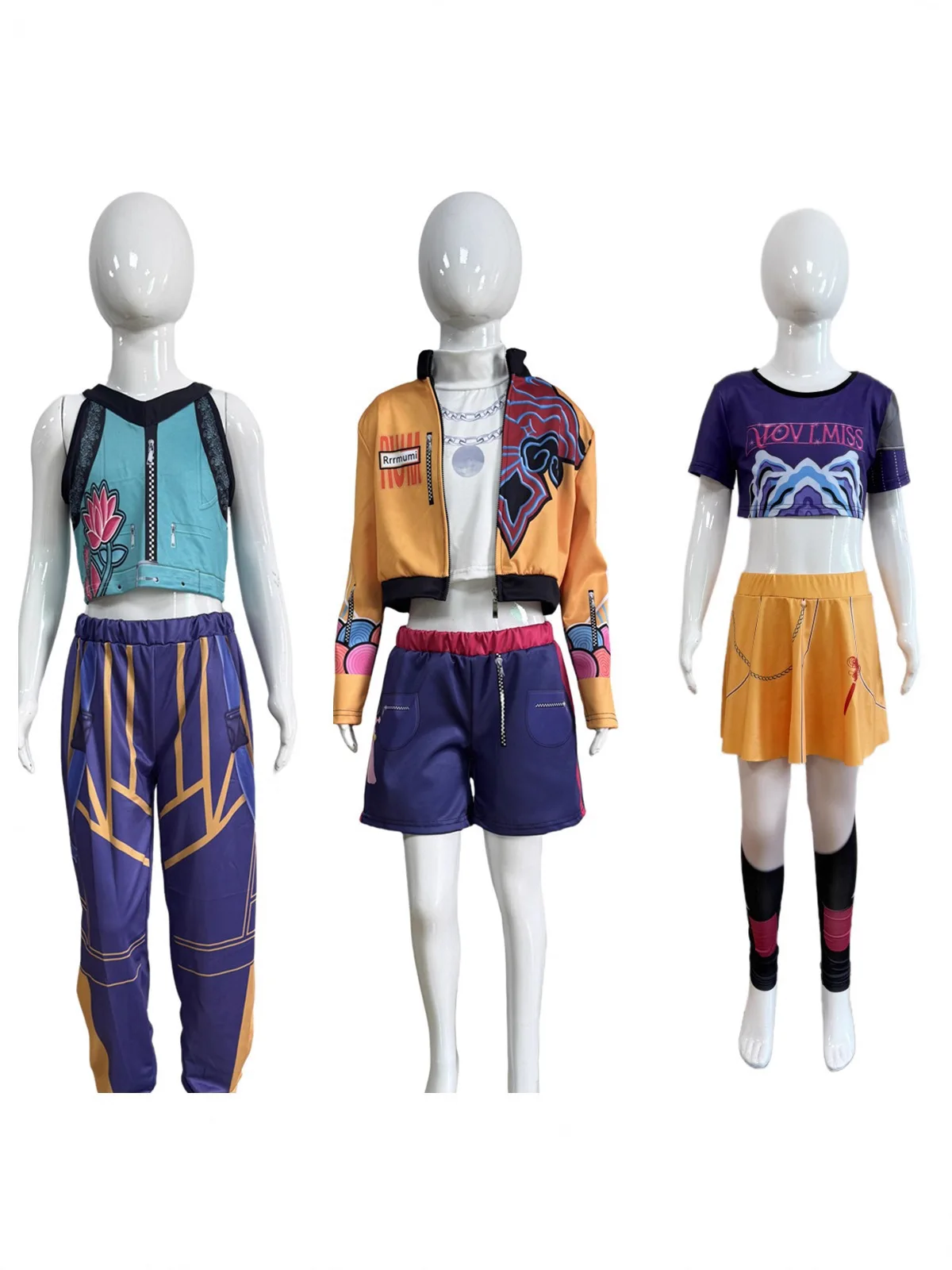 أزياء هنتركس Kpop K البوب شيطان الصيادين رومي زوي ميرا التأثيرية للأطفال البنات مرحلة الهالوين ثلاثية الأبعاد نمط مطبوع ملابس لعب الأدوار