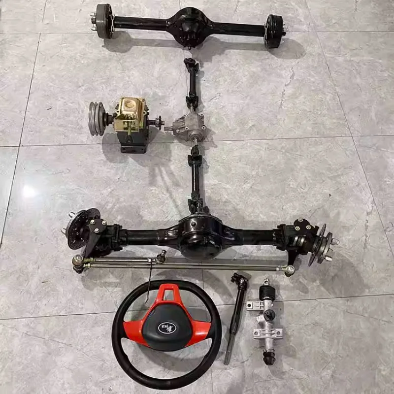 Small 2WD 4WD vehicle front and rear axle tire walking chassis cast iron gearbox modification