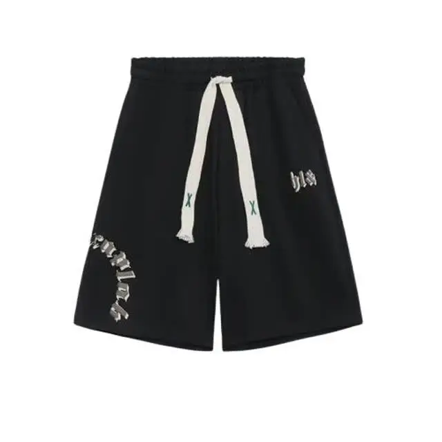 

Summer 2026 Men's Streetwear Hip Hop Sporty Drawstring Shorts Loose Wide Leg Casual Five-Quarter Length Polyester Fiber