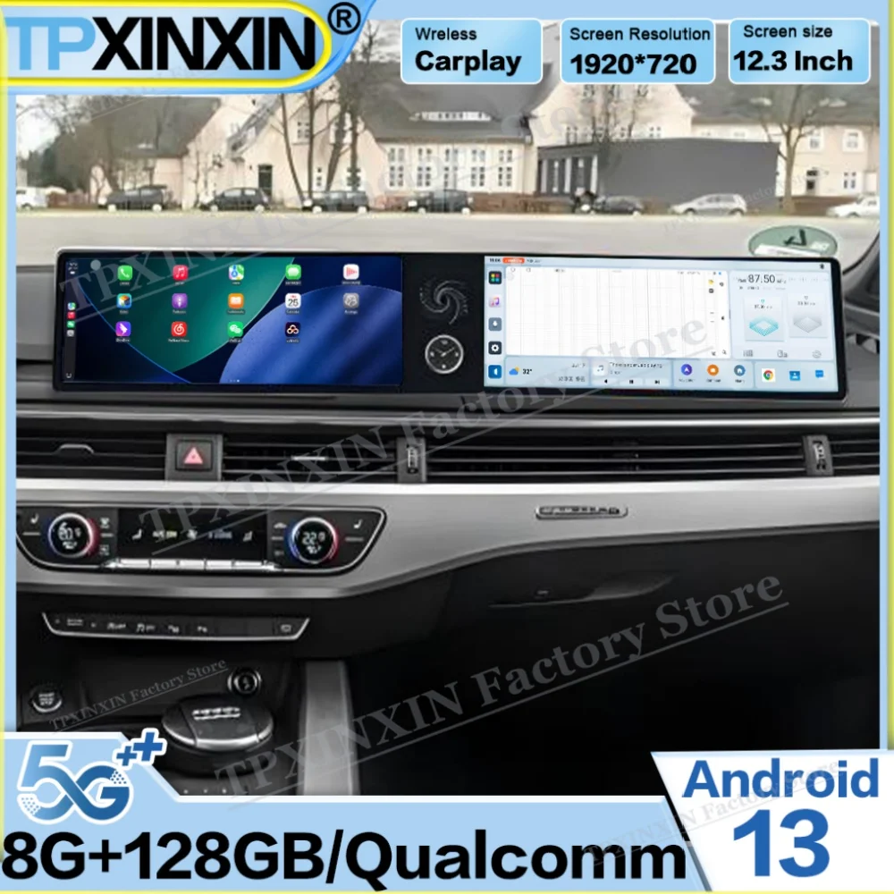 Dual-screen Interaction Android For Audi A4 A4L 2016~2020 Car Radio Stereo Receiver Multimedia Player GPS Navigation Head Unit