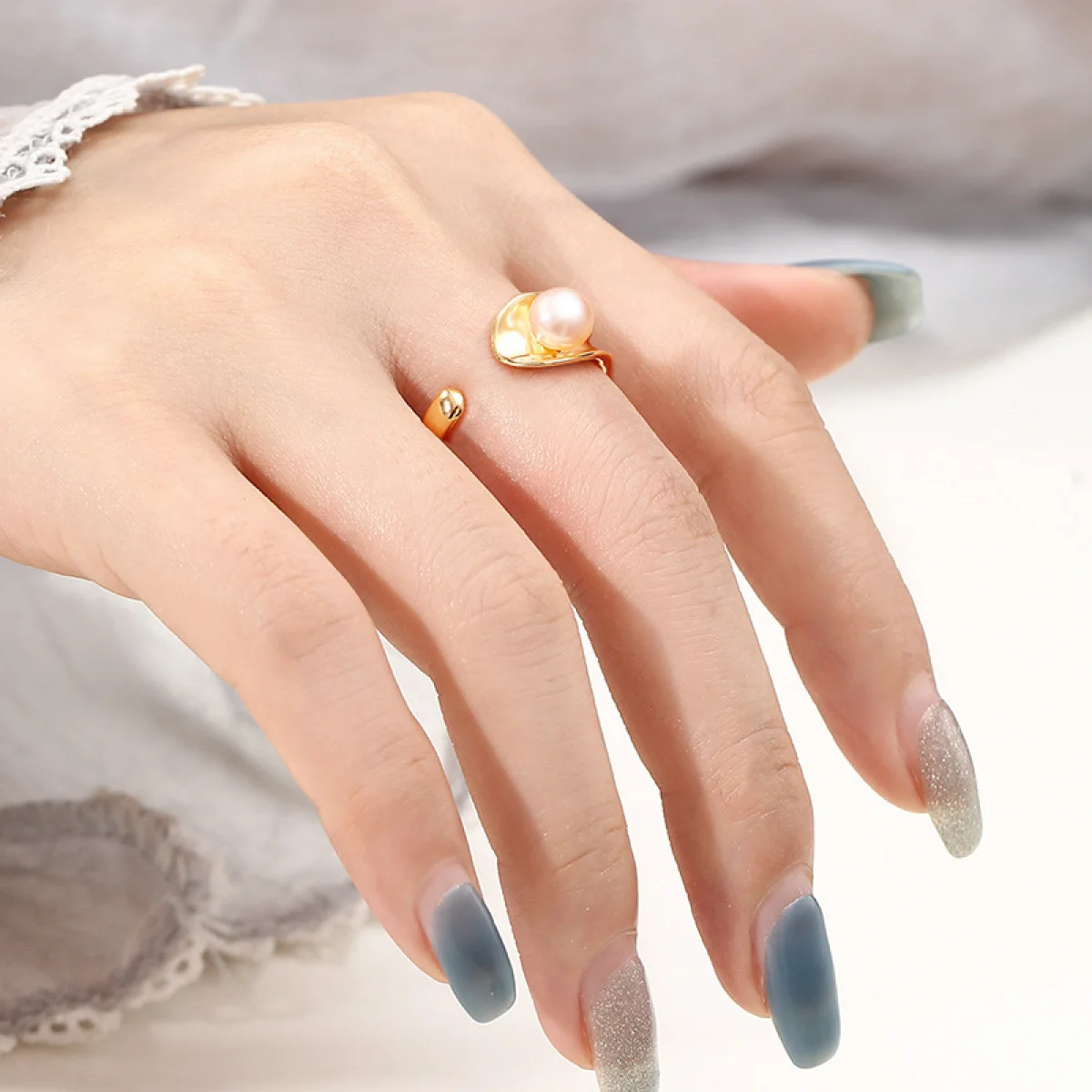 925 Sterling Silver Open Ring Blank Base fit 4mm Setting Cup for Half Drilled Pearl Bead  DIY Ring jewelry Making Supplies