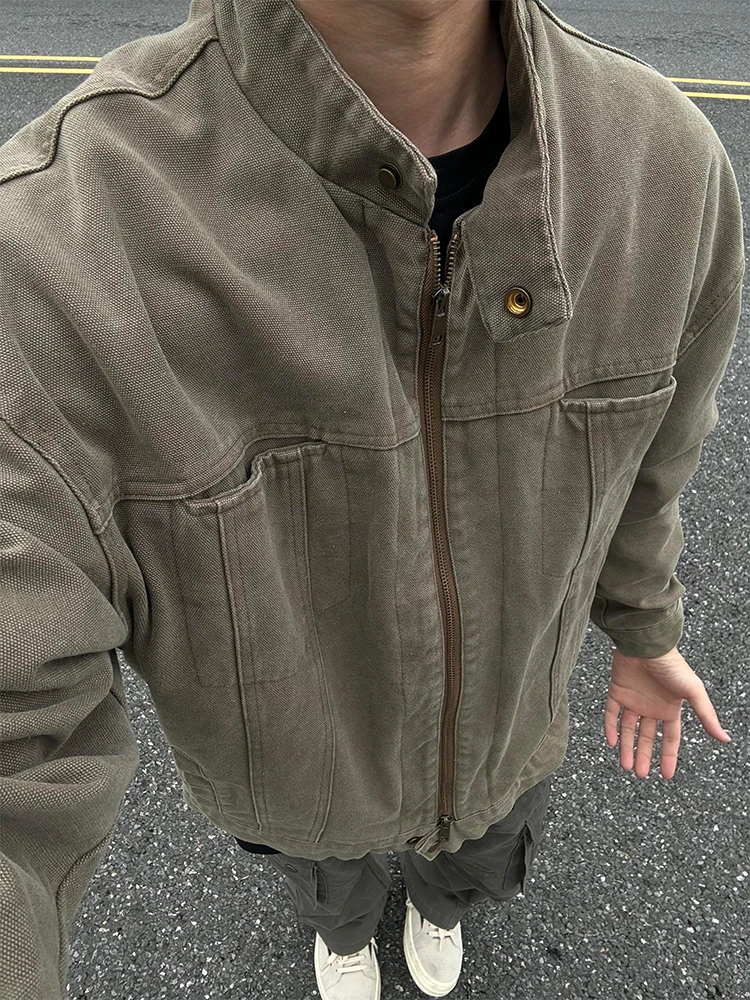 

Военная одежда в стиле милитари, американская рабочая одежда в стиле ретро, мужская парусиновая одежда с обнаженной талией, винтажная куртка Harrington, свободная посадка, молодежный тренд