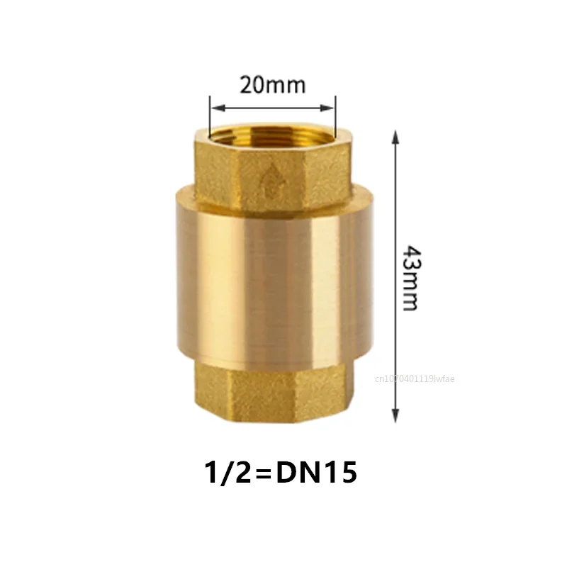 NPT Brass Check Valve Female Thread In-Line Spring for Water Control 1/2