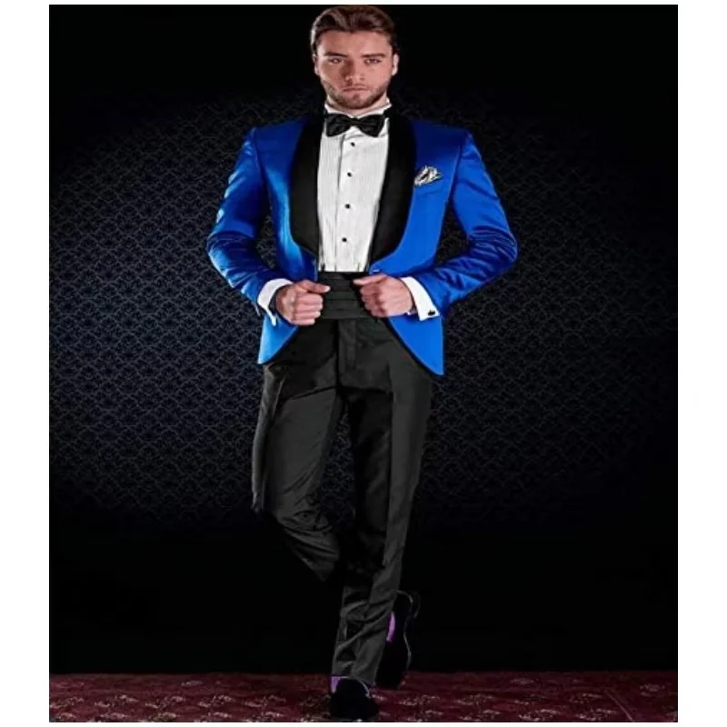 

Two piece men's shawl collar tailcoat set, wrinkle resistant slim fit suit (jacket+trousers), wedding ceremony banquet/celebrity