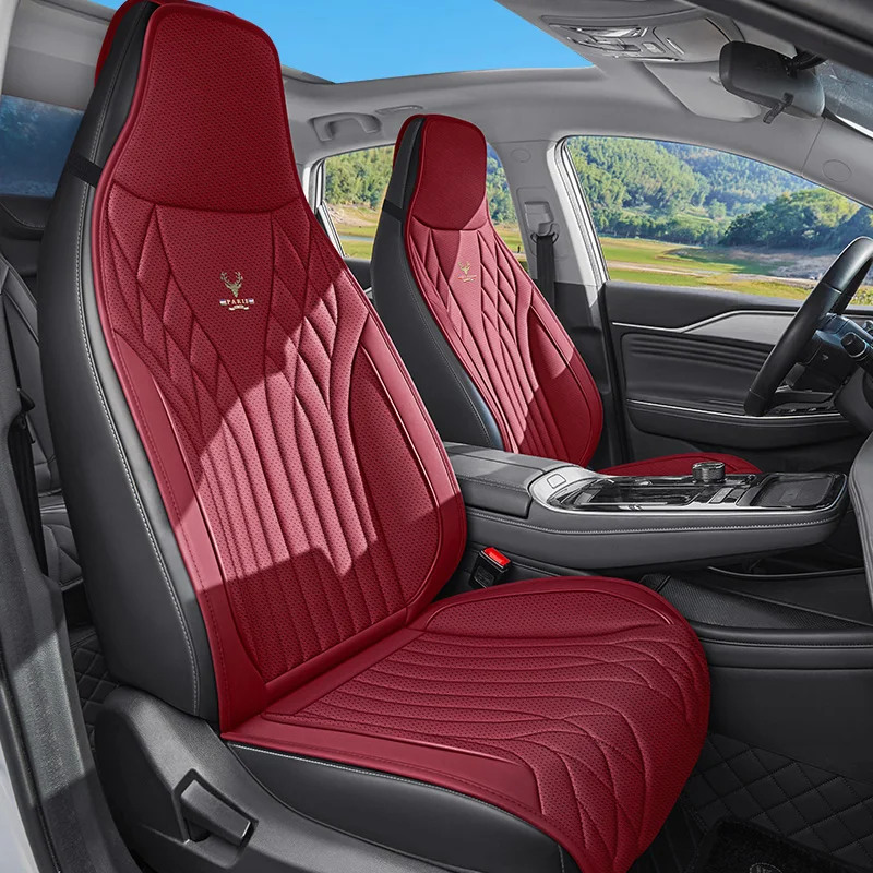 

Двойное сиденье для переднего ряда, роскошный чехол для автомобильного сиденья из кожи Nappa, мягкий и комфортный для сидения, подходит для всех сезонов, хорошо фиксируется на сиденье, не скользит, 3D-поддержка боковин, улучшает качество вождения, доступе