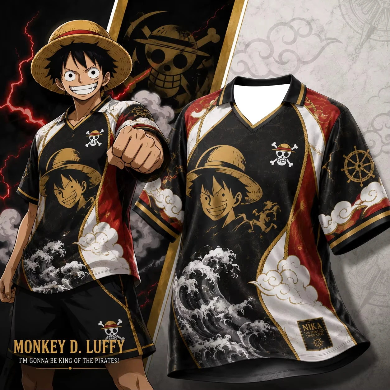 Anime Breathable Shirt Skull Pirate Logo Personalized Highway Flying Wave Leisure Sports 3D Printed Top