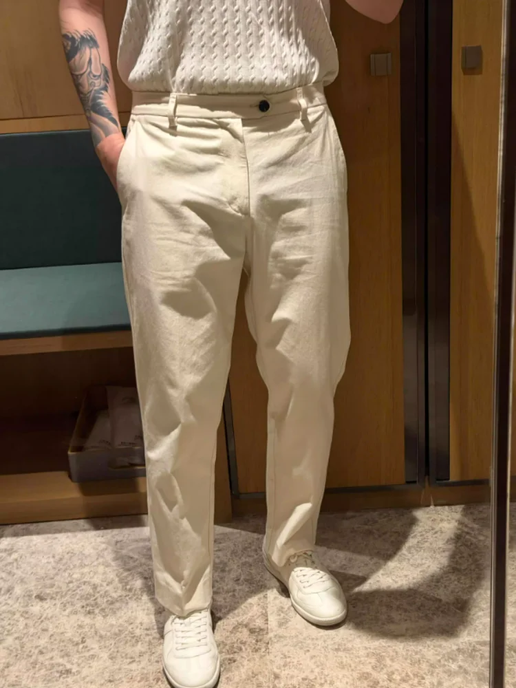 

Spring 2026 Men's Slim Fit Straight Leg Nine-Tenths Casual Pants Luxury Simple Versatile Long Trousers Comfortable Casual Wear