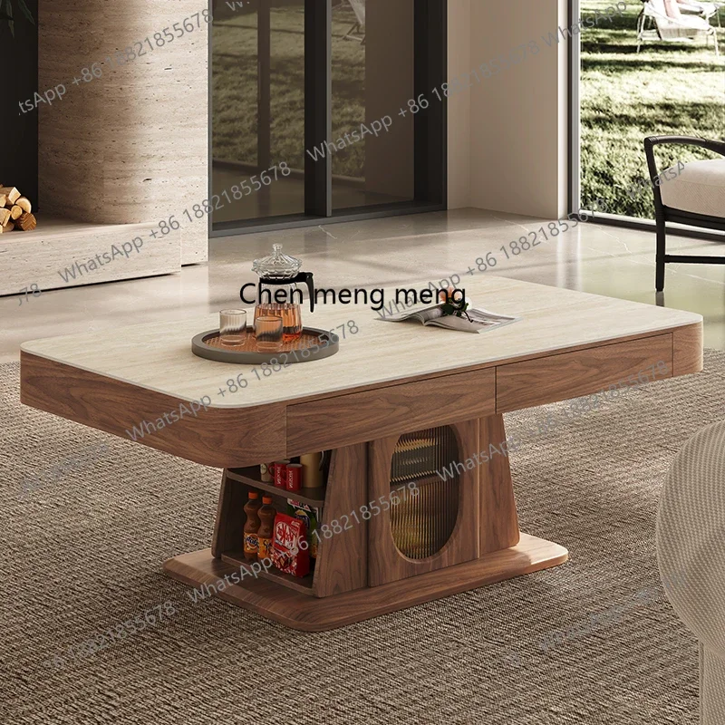 

New arrive Medieval style movable lifting rock slab coffee table dining table dual-purpose living room small apartment household