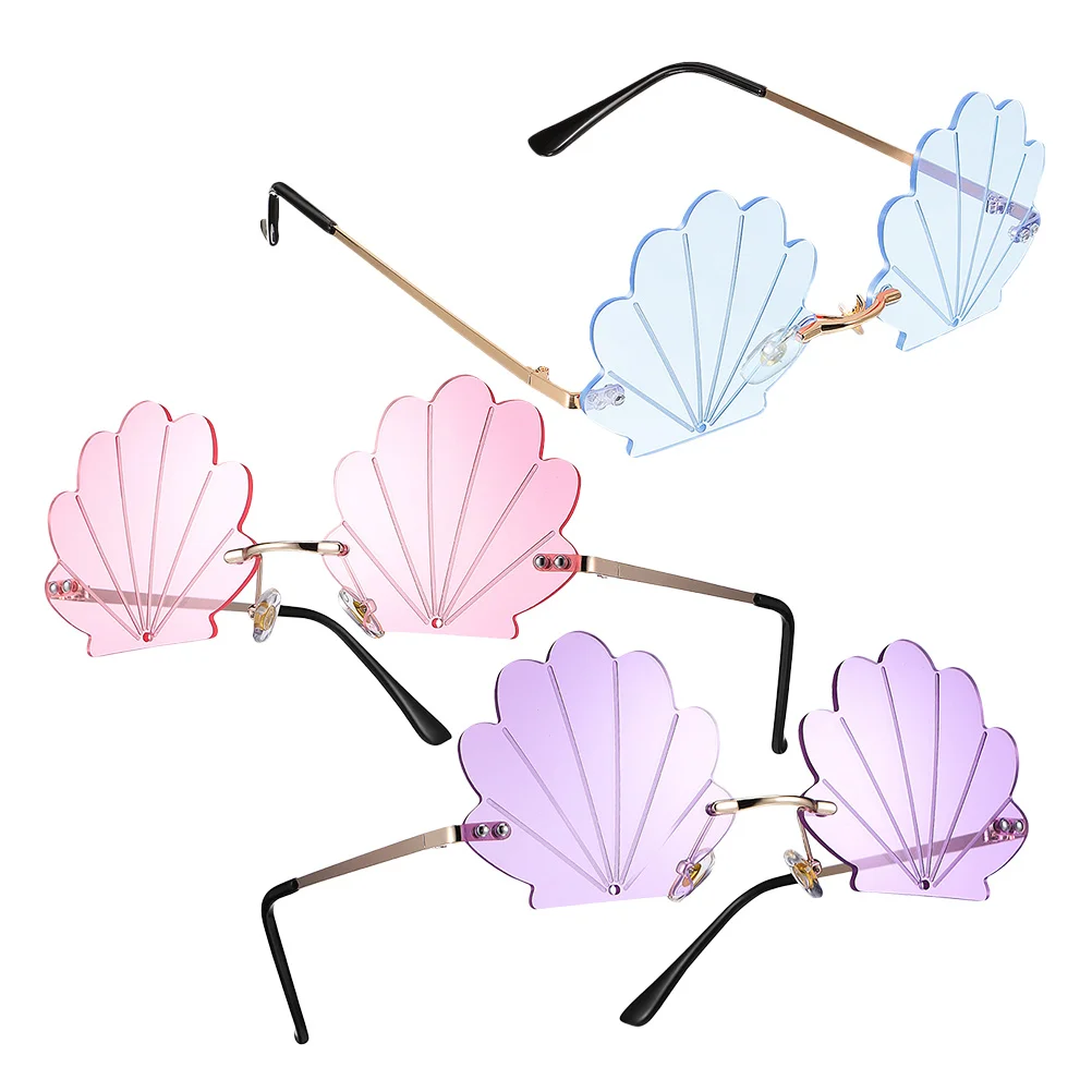 

3pcs Funny Seashell Sunglasses Beach Party Photo Booth Props Uv Protection Summer Funny Beach Photo Props Novelty Eyewear
