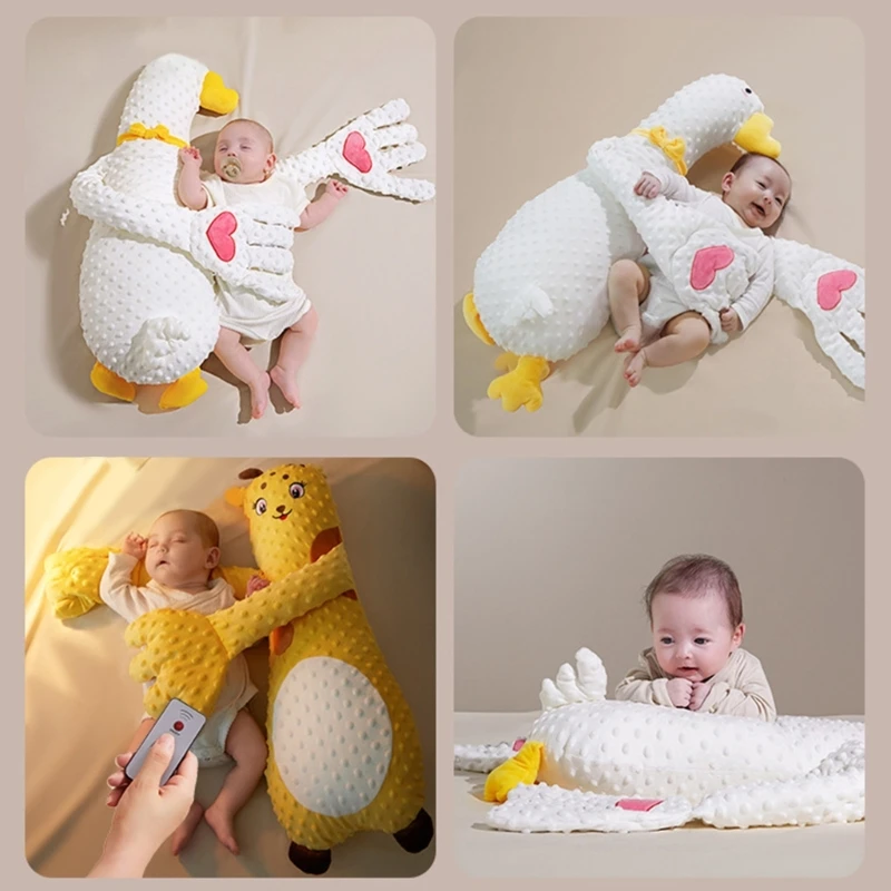 Baby Electric Soothing Palm Sleep Pillow Toy Newborn Heated Remote Control Simulated Palm Cartoon animals Slapping Sleep Pad,