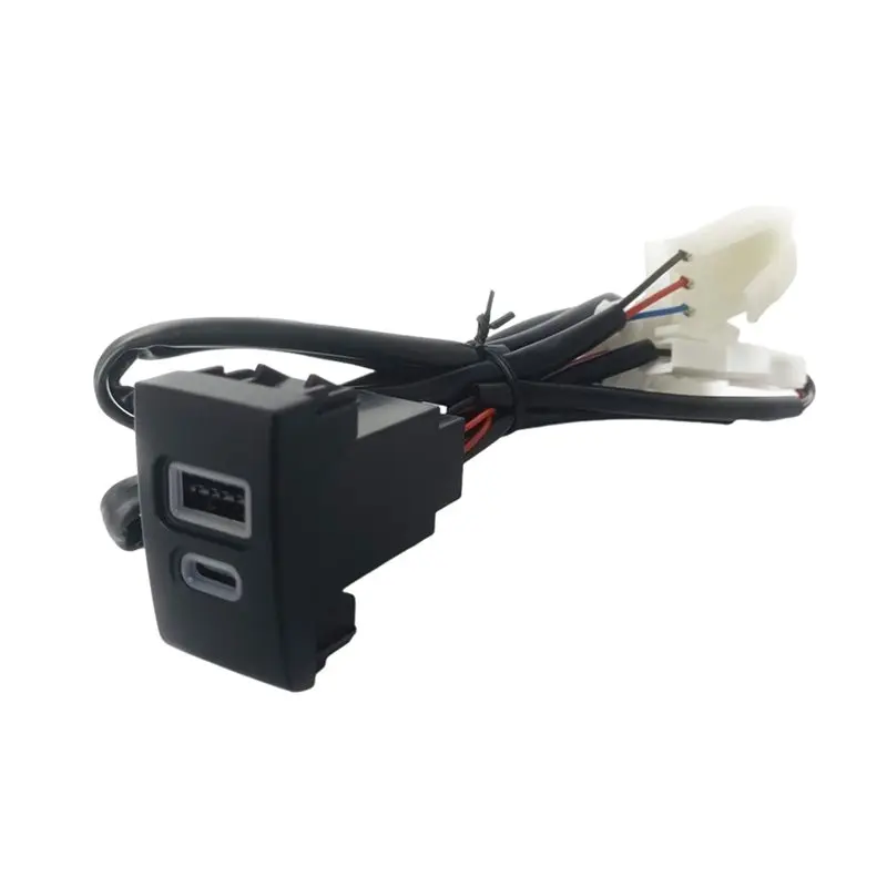 Red LED Dual QC3.0 USB-C PD Car Socket-For VW Beetle Accessories Fast Charging Adapter Power Supply