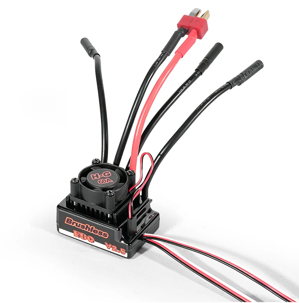 H-G V2.5 60A Waterproof Sensorless Brushless ESC 2-3S LiPo Built-in 6A BEC Optional XT60/T Plug For 1/10 RC Onroad Offroad Truck