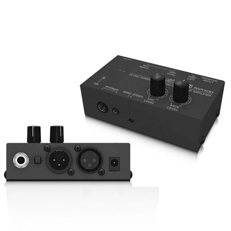 ABKQ-2X New MA400 Headphone Preamplifier Microphone Preamplifier Audio 6.35Mm & 3.5Mm Headphone Outputs Mixer EU Plug