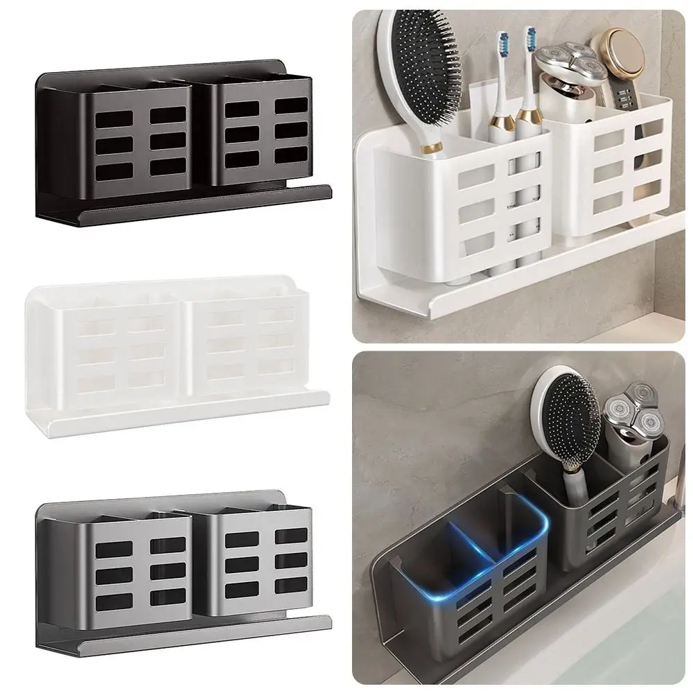 

Multifunctional Toothbrush Holder Wall Mounted Bathroom Storage Rack Razor Storage Shelf Waterproof Shaver Storage Holder