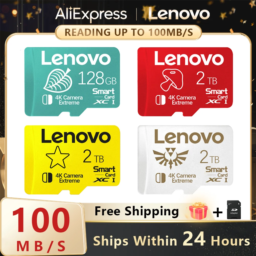 Lenovo High-Speed Micro SD Card Class 10 Flash Memory 64GB-512GB Compatible Mini SD for Smartphone Camera Accessory