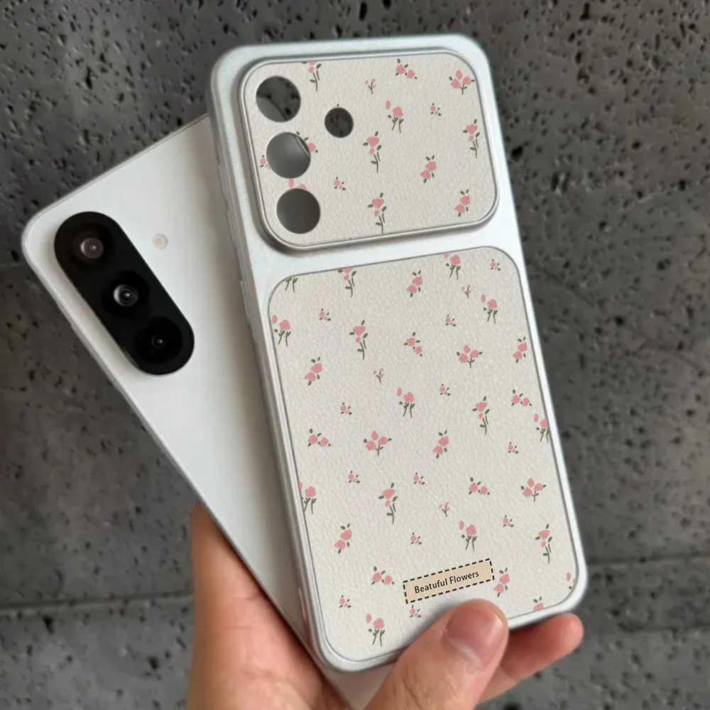 Camera Window Fower Phone Case For Samsung S26 Ultra S24 S25 FE S23 A56 5G A57 A37 A27 A17 A07 A06 A16 A26 A54 A55 Leather Cover