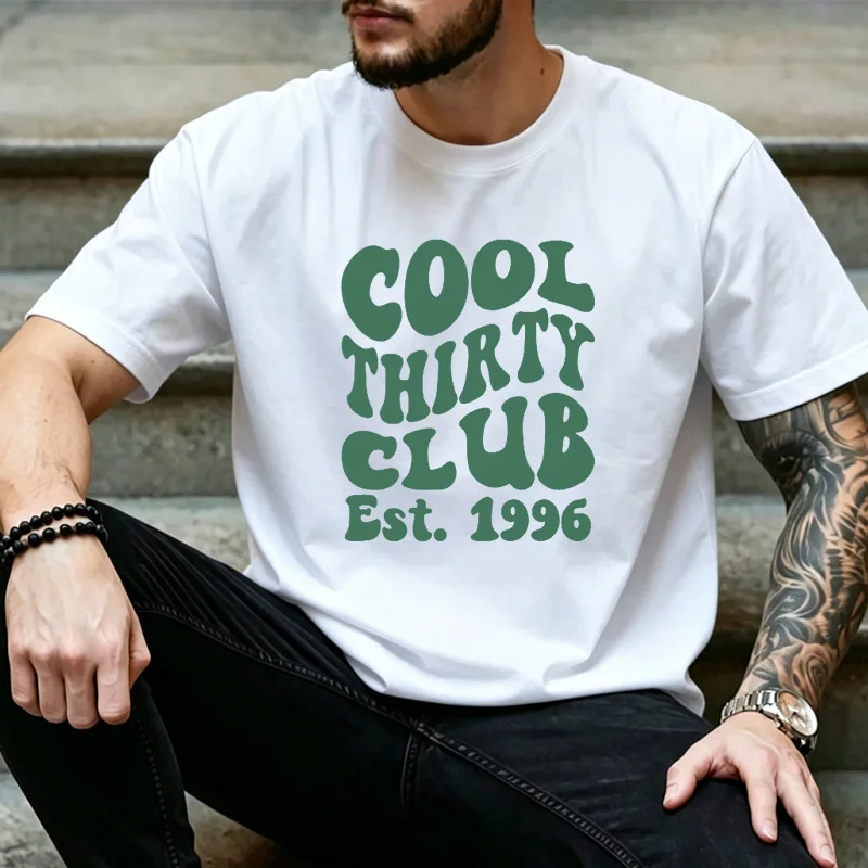 Cool Thirty Club Est 1996 Retro Bubble Font Graphic T Shirt Unisex Men Women 30th Birthday Casual Gift Tee