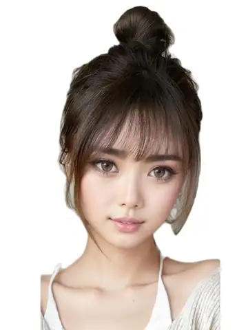 Synthetic Fake Invisible Air Bangs Hair Extension Front Fringes Hairpiece Black Brown Hair Accessories for Women