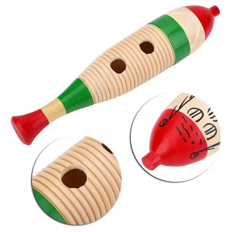 Wooden Guiro Instrument Percussion Guiro Instrument Wooden Guiro Hand Music Toy Percussion Instrument With Scraper Fish Shape