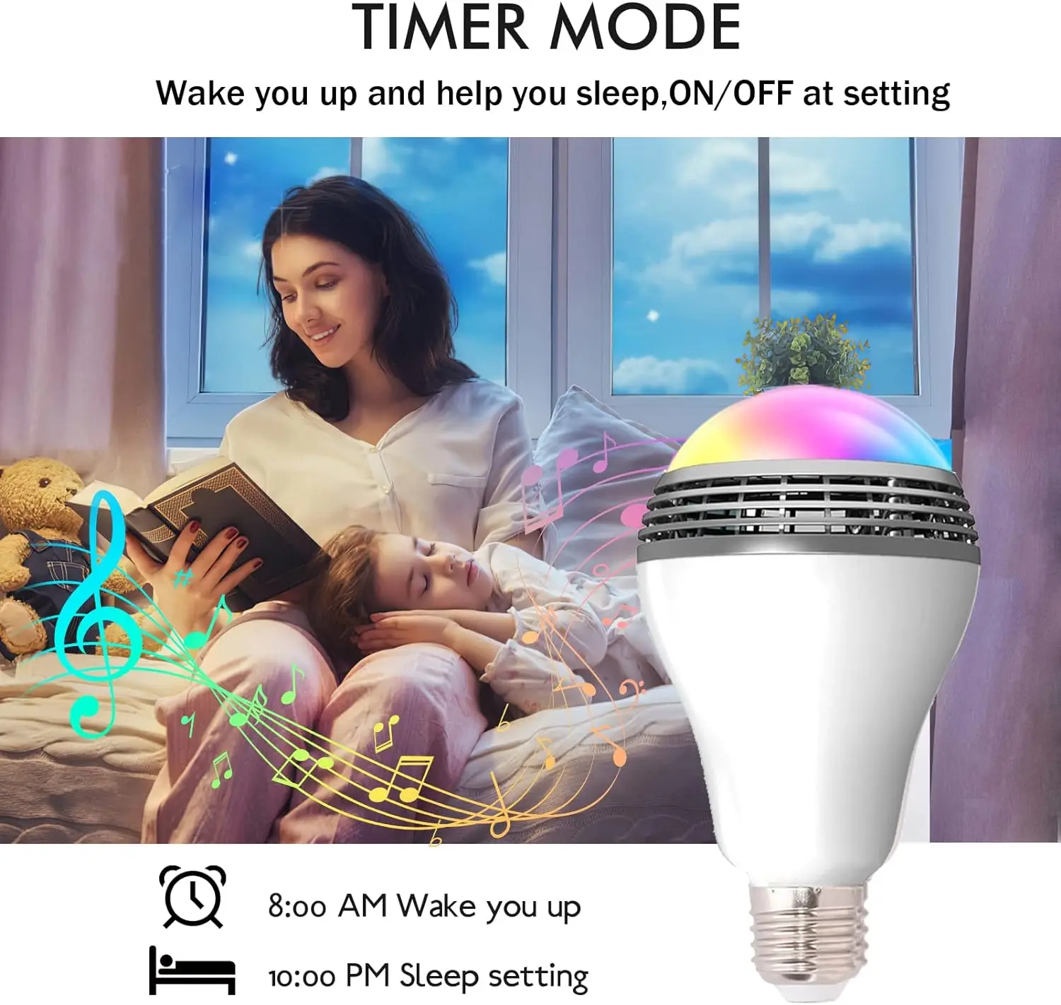LED RGB Bluetooth Music Bulb, Color Changing Light with Remote Control for Bathroom, Living Room & Party