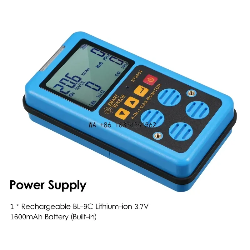 Wmwmnu for SMART SENSOR ST8904 Multifunctional Gas Detector Oxygen O2 Hydrogen Sulfide H2S Carbon Monoxide CO Combustible Gas