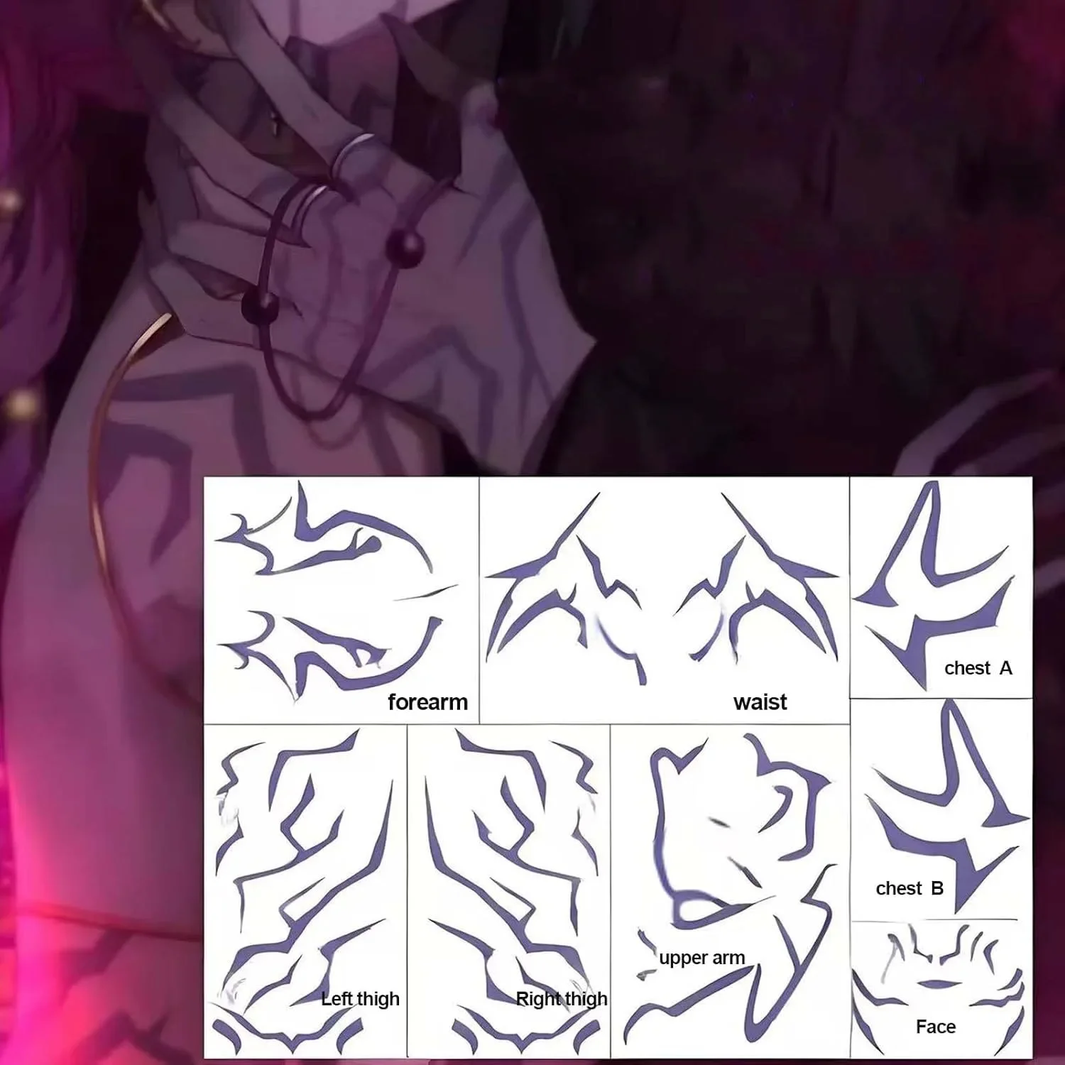 

Hot Anime Rumi Role Playing Props Tattoo Stickers Character Demonization Stickers Halloween Party Adult Props Dress Up