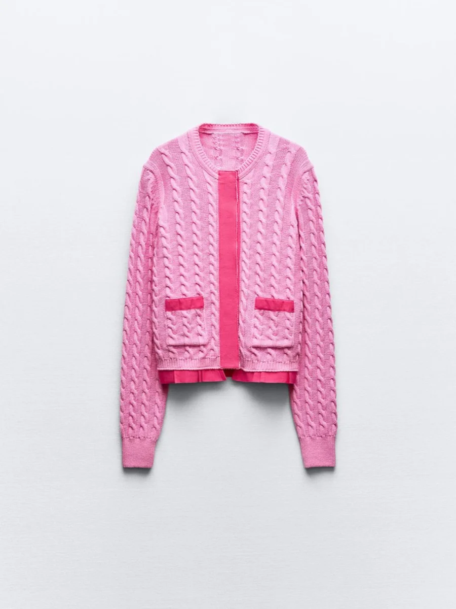 

Summer New Arrival Women's Knitted Long Sve Color Blo Open Front Sweater Commute Sle Straight Cut Regular Thin
