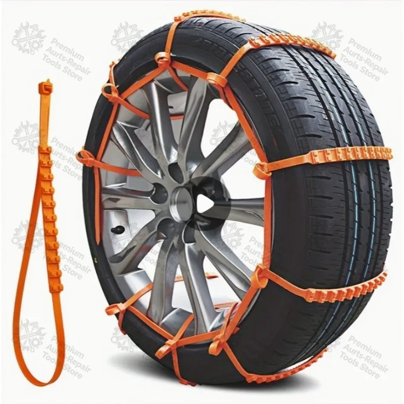 10pcs Universal Thickened Winter Emergency Tire Anti-Skid Straps, Temporary Snow Tire Chains for Sedan, SUV Off-Road Vehicles