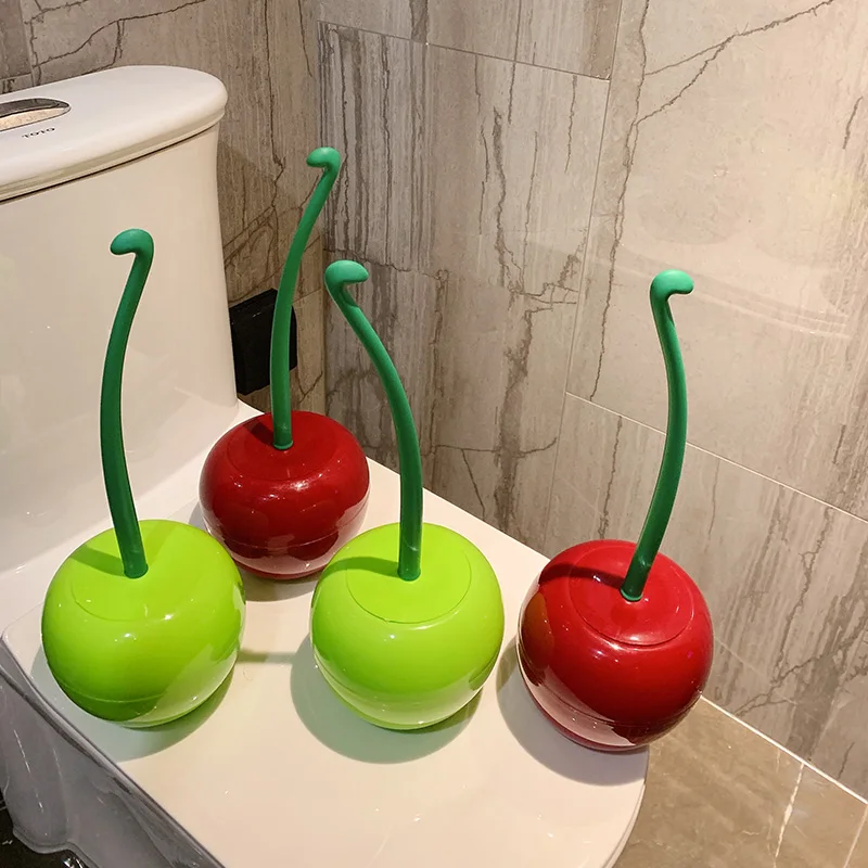 

Hot Toilet Brushes, Toilet Holders, Bathroom Accessories, Creative and Cute Cherry Shaped Toilet Brush Holder Set Cleaning Tool