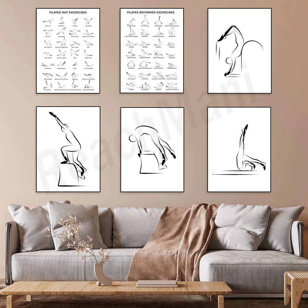 Coordination Pilates poses, double leg extension Pilates, long spine Pilates poses, Pilates posters, yoga room decorations