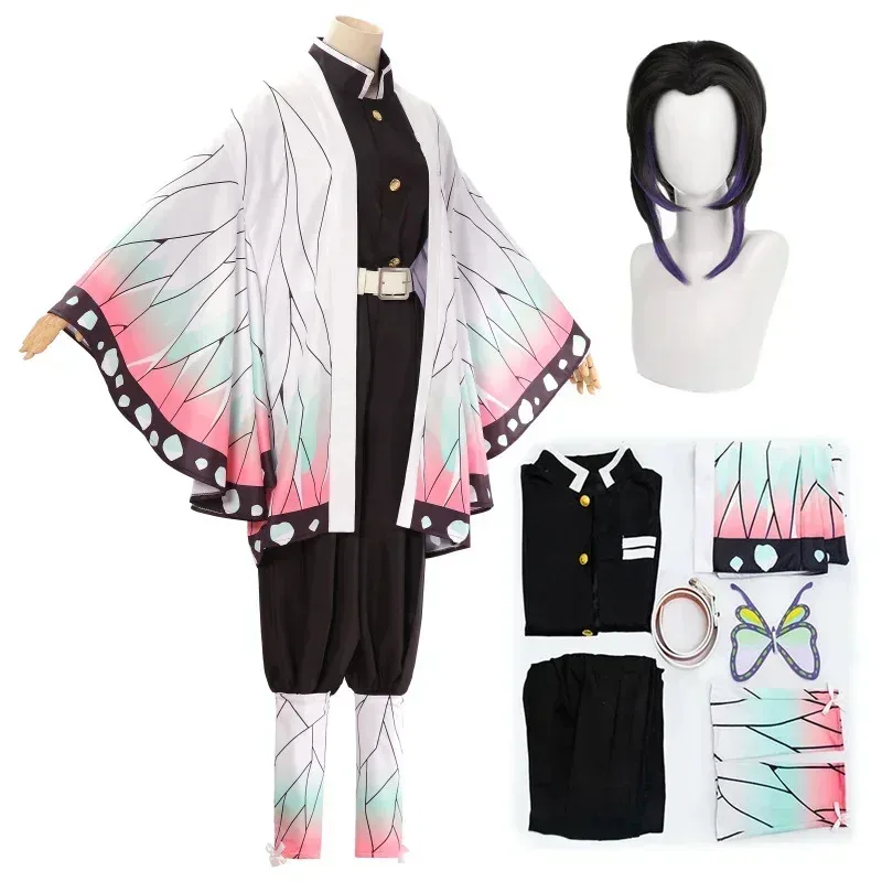 

Аниме Demon Slayer Kimetsu No Yaiba Косплей Костюм Кимоно Kochou Shinobu Костюм Униформа Костюмы Парик Дети Взрослый Вечеринка Подарок