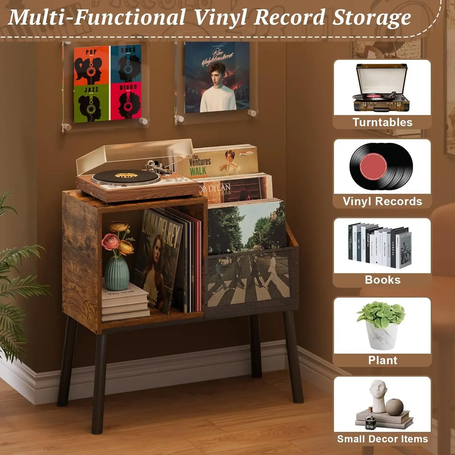 Cross-border record storage rack table, adjustable divider, Amazon record rack, large vinyl recordrack