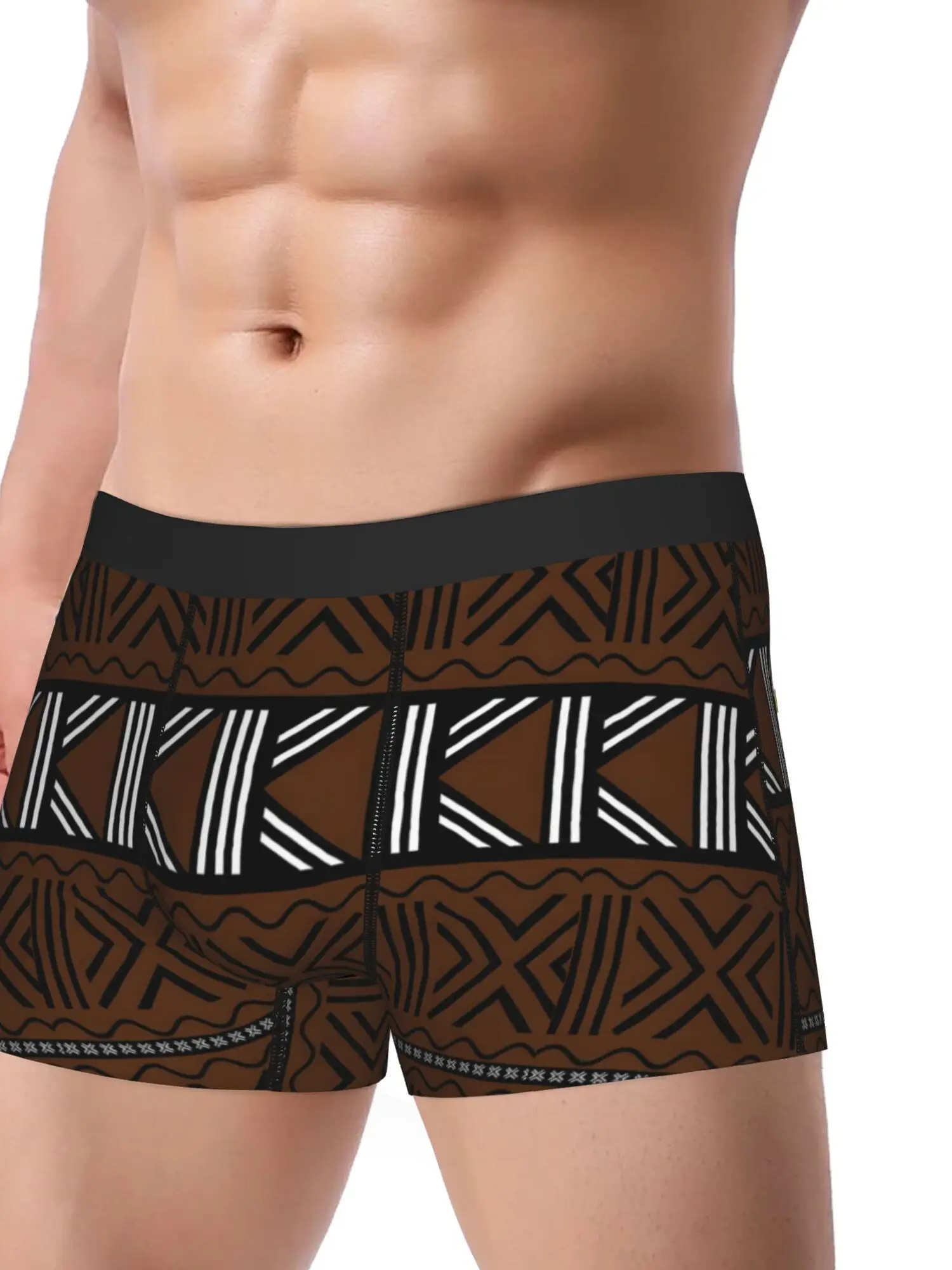 BIIHUDU Men's African Tribal Print Boxer Briefs - Mid-Stretch Breathable Fabric, Non-Transparent, Hand Wash/Dry Clean, Bold Cult