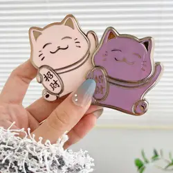 Adhesive Mobile Holder Lucky Cat Shape Foldable Cell Phone Stand Universal Candy Color Holder for Desk Tablet Multi Functions