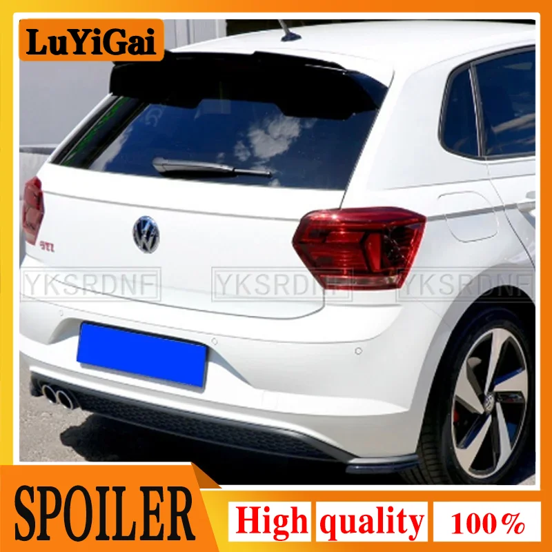 SPOILER EXTENSION For Volkswagen Polo AW MK6 Spoiler Lip ABS Plastic Glossy Black For VW Polo AW GTI R-Line 2018 - UP Roof Wing