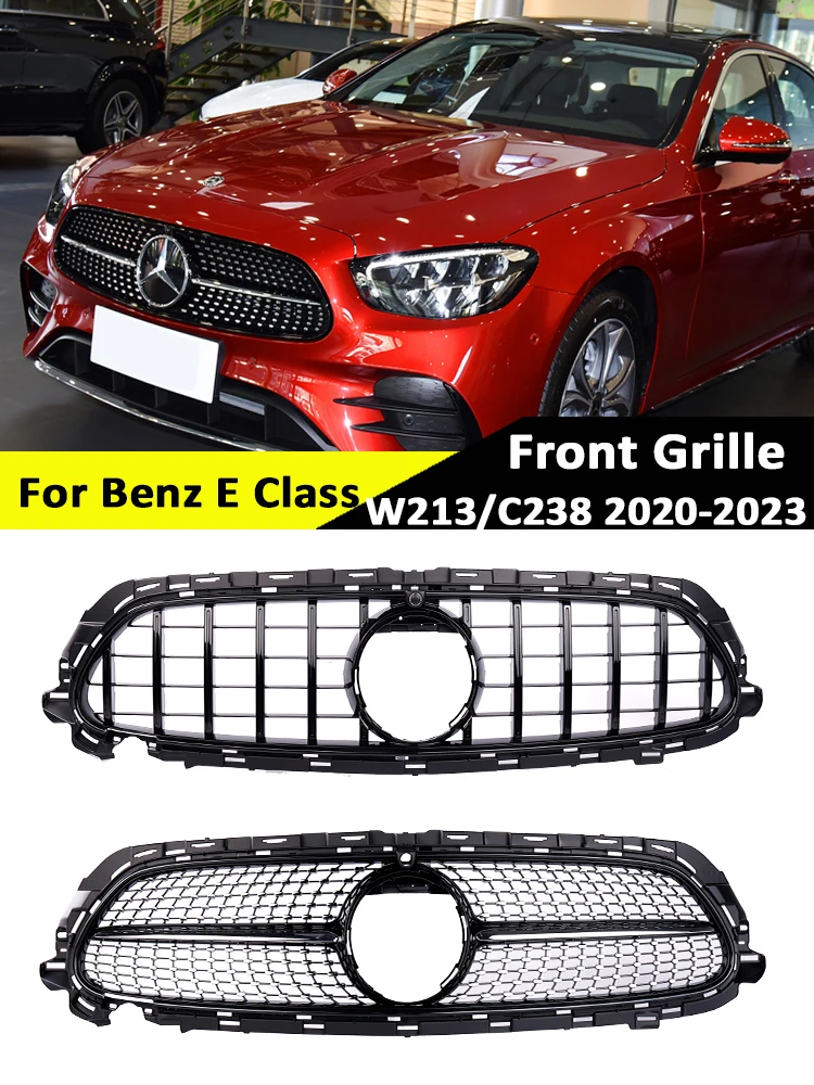 For Mercedes Benz E Class W213 2020+ Panamericana GT Diamond Grill Sport Style AMG Grille Black Silver Front Bumper Exclusive