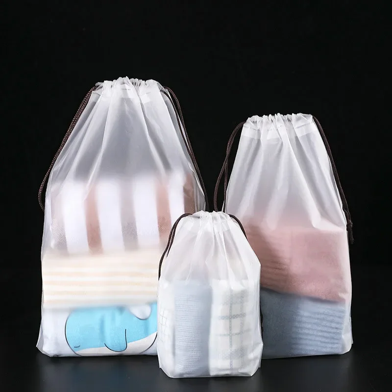 

Transparent Drawstring Cosmetic Storage Bag Clear Waterproof Women Makeup Case Bath Toiletry Wash Sanitary Towels Pouch Bags