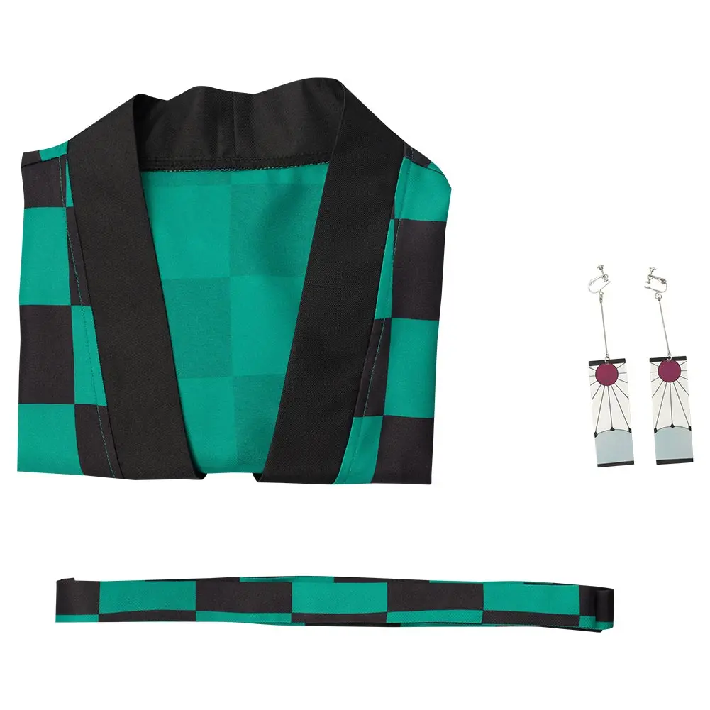 คามาโดแทนจิโร่คอสเพลย์อนิเมะปีศาจฆาตกรกิโมโนเสื้อคลุมชุดแฟนซีปลอมตัวชุดงานปาร์ตี้ Baju karnaval