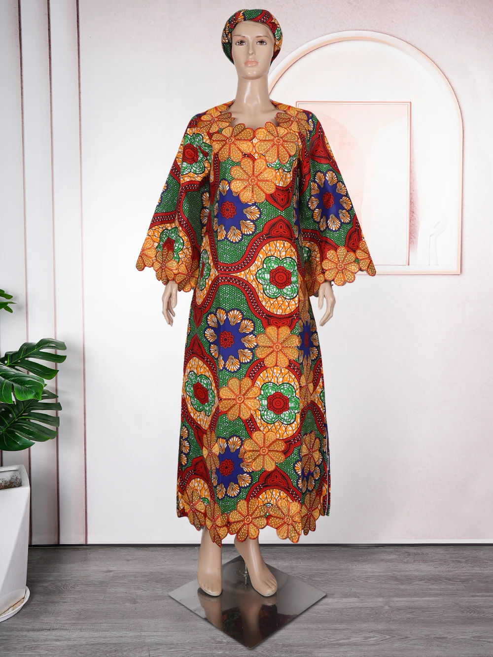 Plus Size African Clothes for Women 2026 New Dashiki Ankara Embroidery Bazin Riche Design Wedding Party Dresses with Headscarf