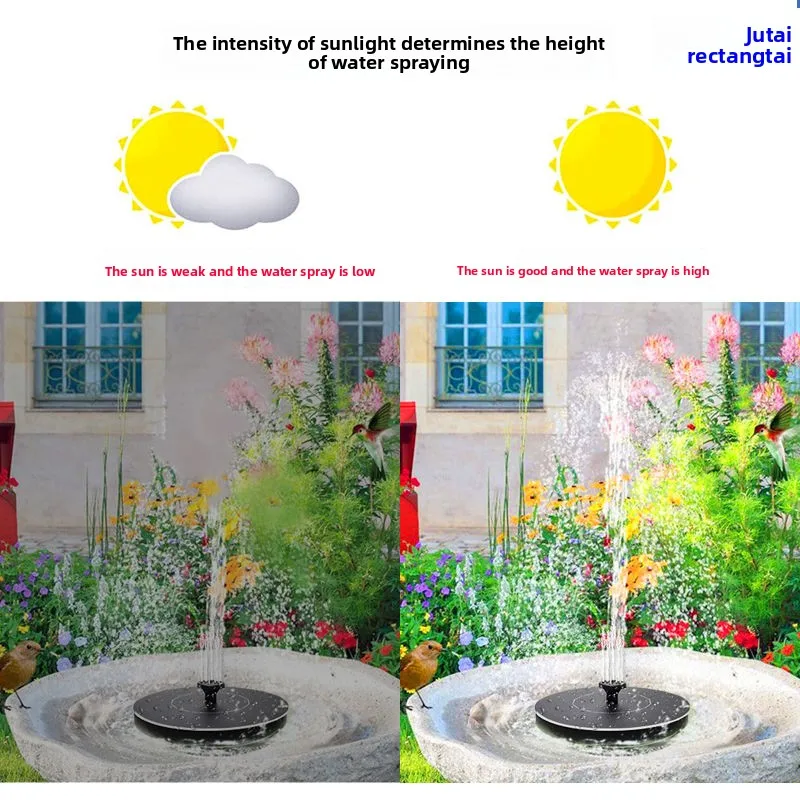 نافورة شمسية للحديقة الخارجية تتميز بمياه حمام الطيور العائمة ولا حاجة للكهرباء