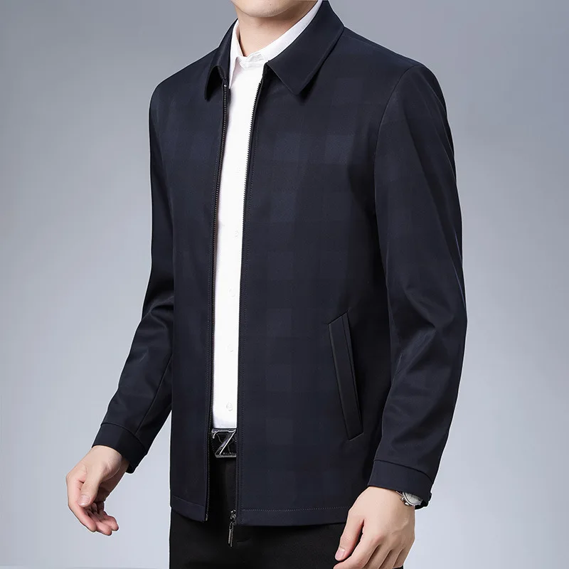 2023 Spring and Autumn New Business Casual Men's Polo Collar Middle Aged Dad's Coat Jacket Top