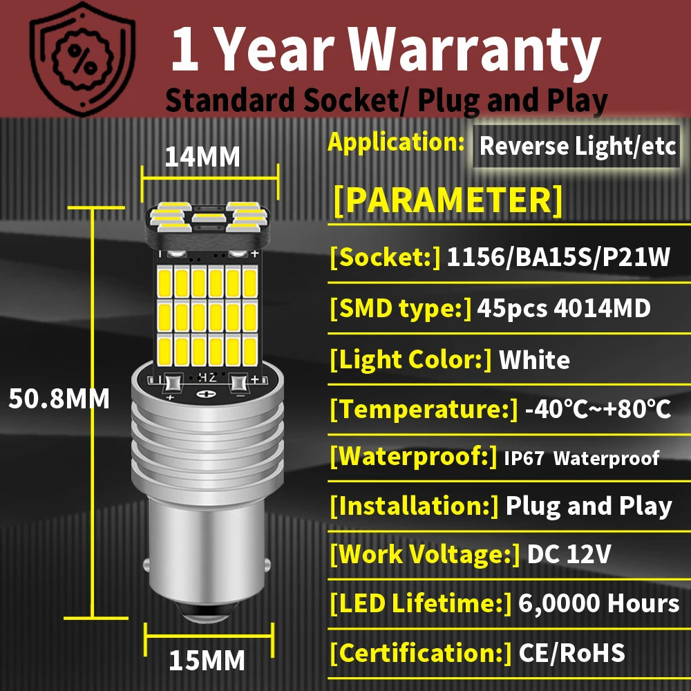 2x P21W LED Canbus Error Free Car Reverse Lamp 1156 BA15S T20 T15 S25 For VW Golf 4 5 6 7 Passat B5 B6 B7 Jetta MK4 MK5 MK6 Polo