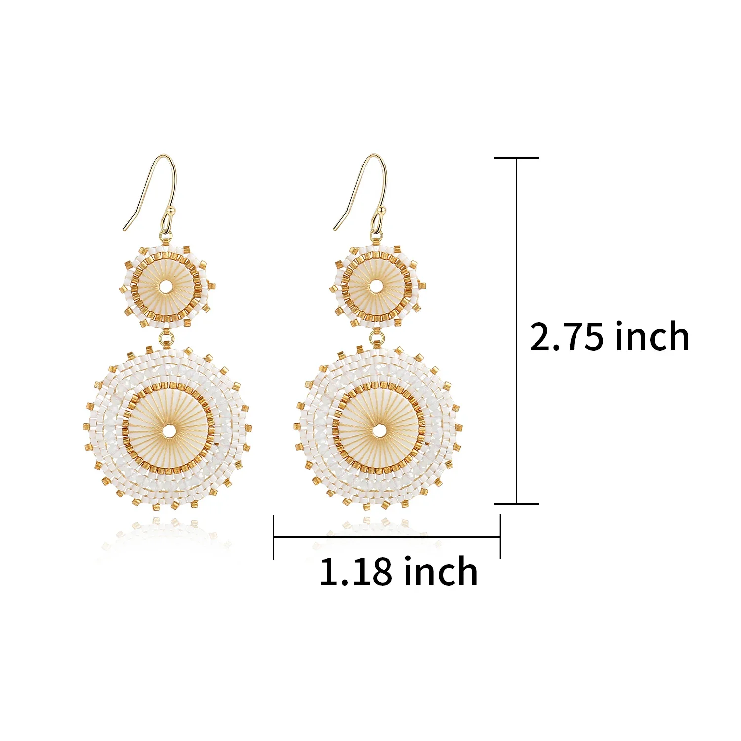 Badu Vintage Handmade Double Round Japanese Seed Beads Crochet Dangle Earrings for Women Christmas Jewelry Gift Wholesale